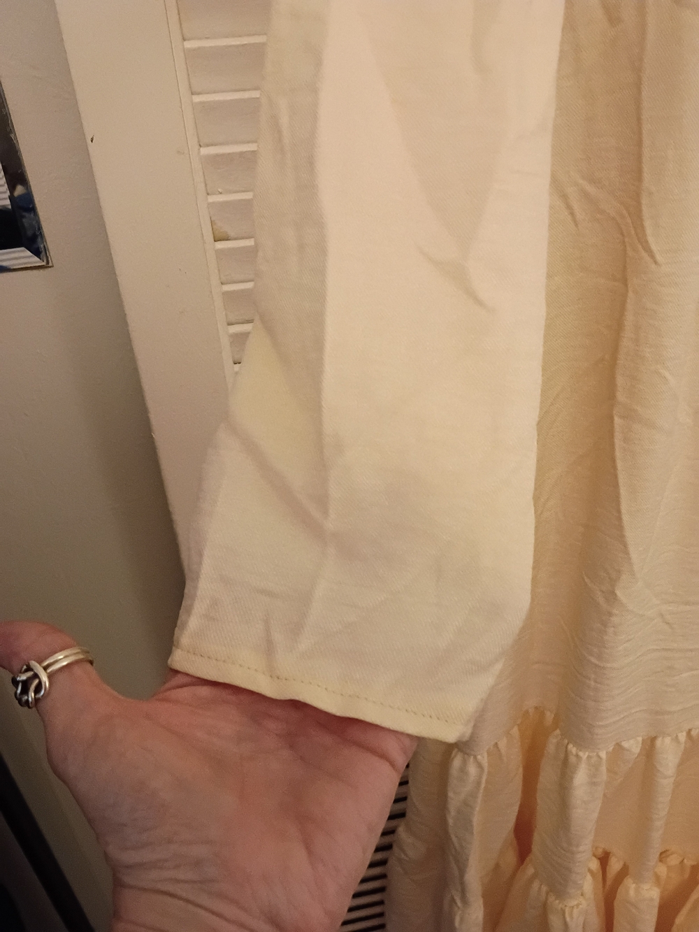 Elegant Cream Button-Front Maxi Dress with Ruffle Hem - Picture 4 of 8